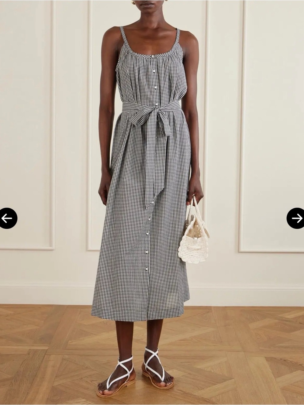 Doen Nevita belted checked organic cotton midi dress
